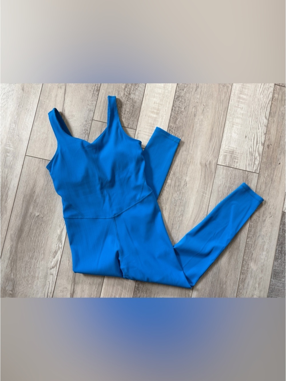 NWT-Rae Mode Ribbed Fitted V-Neck Jumpsuit 7/8 Length Sonic Blue size Large